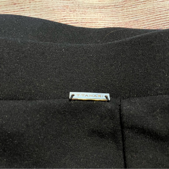 Black Tahari Slacks / Pants with Stretch, Size Petite L, Thread loose on back - Picture 5 of 11